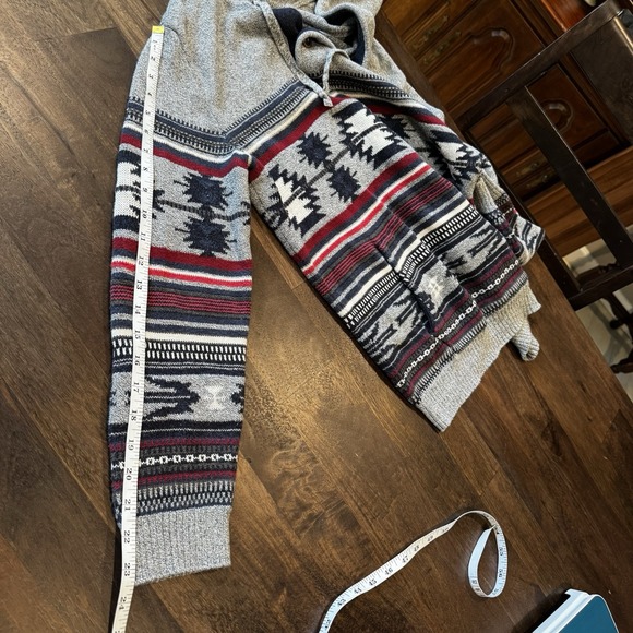 American Eagle‎ Aztec Hooded Pullover Cotton Sweater Kangaroo Pocket Men’s Small - Picture 6 of 11